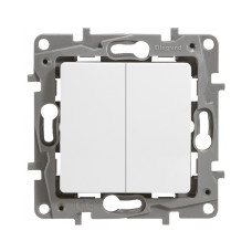 Выключатель двухклавишный Legrand Etika 10 A 250 В белый, линейка Электроустановочные изделия