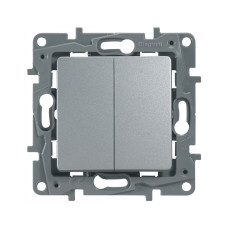 Переключатель двухклавишный Legrand 672412 Etika 10 A 250 В алюминий, Электроустановочные изделия в наличии
