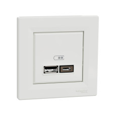 Розетка USB SE EPH2700321 Asfora A+С 5 В/24 А (2 х 5В/12 А) в сборе белый, выбор Asfora