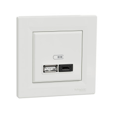 Розетка USB SE EPH2700421 Asfora A+С 45 Вт (быстрая зарядка) в сборе белый, линейка Asfora