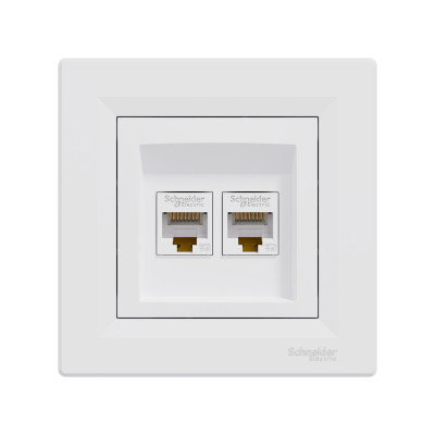 Розетка двойная компьютерная SE EPH4400121 Asfora RJ45 в сборе белый