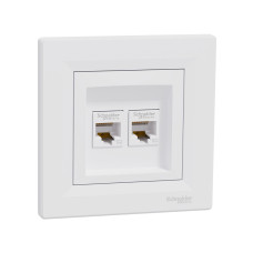 Розетка двойная компьютерная SE EPH4400121 Asfora RJ45 в сборе белый, изделие в категории Asfora