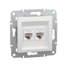 Розетка двойная компьютерная SE EPH4470121 Asfora RJ45 механизм белый, рубрика Asfora, г. Павлодар