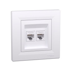 Розетка двойная компьютерная SE EPH4800121 Asfora RJ45 кат. 6 в сборе белый, раздел Asfora