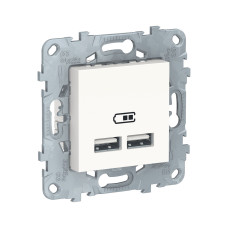 Розетка USB SE NU541818 Unica New 2-местная 2100 мА белый, Электроустановочные изделия подбор