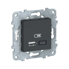 Розетка USB SE NU501854 Unica New 5В/2400 мА антрацит, все Электроустановочные изделия