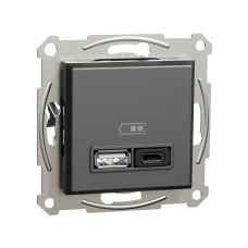 Розетка USB SE EPH2700471 Asfora A+С механизм антрацит, все Asfora