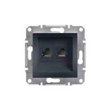 Розетка компьютерная двойная SE EPH4400171 Asfora RJ45 кат. 5е механизм антрацит, Asfora в г. Павлодар