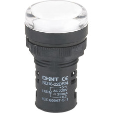 Индикатор CHINT ND16-22DS/2 белый АС/DC24В, каталог Светосигнальная аппаратура и Реле управления, г. Павлодар