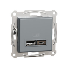 Розетка USB SE EPH2700362 Asfora A+С 2,4А механизм сталь, модельный ряд Asfora
