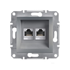 Розетка компьютерная двойная SE EPH4400162 Asfora RJ45 кат.5e механизм сталь, в категории Asfora