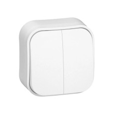 Выключатель двухклавишный Legrand Forix 10A 250В IP20 накладной белый, все Электроустановочные изделия