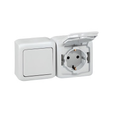 Розетка двойная с крышками Legrand Forix 16A 250В IP44 накладная белый, Электроустановочные изделия ассортимент