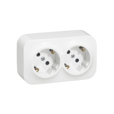 Розетка двойная с зк с зш Legrand Forix 16A 250В IP20 накладная белый, Электроустановочные изделия наличие в г. Павлодар