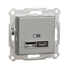 Розетка USB SE EPH2700361 Asfora A+С 2,4А механизм алюминий, каталог Asfora, г. Павлодар