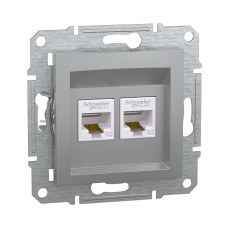 Розетка компьютерная двойная SE EPH4400161 Asfora RJ45 кат.5e механизм алюминий, оборудование в категории Asfora