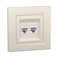 Розетка двойная компьютерная SE EPH4800123 Asfora RJ45 кат. 6 в сборе кремовый, страница Asfora