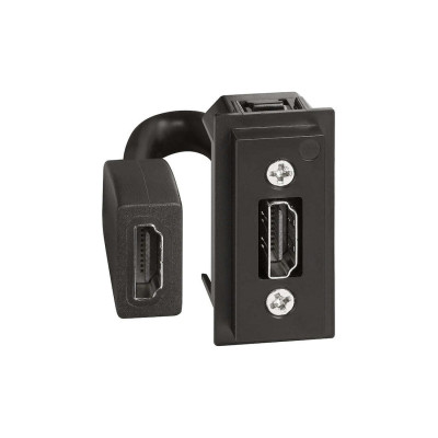 Розетка HDMI Bticino K4284P Living Now с накладкой на 1 модуль Чёрный
