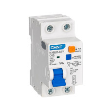 Дифференциальный автомат CHINT NXBLE-63Y 1P+N 63А C 30mA AC 4,5kA, ассортимент в CHINT