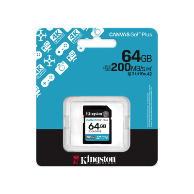 Карта памяти Kingston SDG4/64GB Canvas Go Plus Gen4 C10 UHS-I U3 V30 64GB