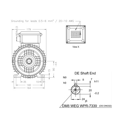Асинхронный электродвигатель WEG 16992187 AM W20 -90L 1.5 кВт 4P B3T 220-460 В 50 Гц