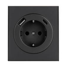 Розетка Inovao с заземлением USB A + USB C Чёрный, каталог Inovao, г. Павлодар